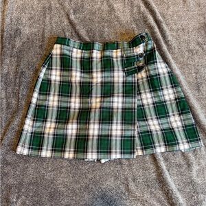 Vintage Dennis School Uniform Green, Blue and White Plaid Kids Skort Size 14